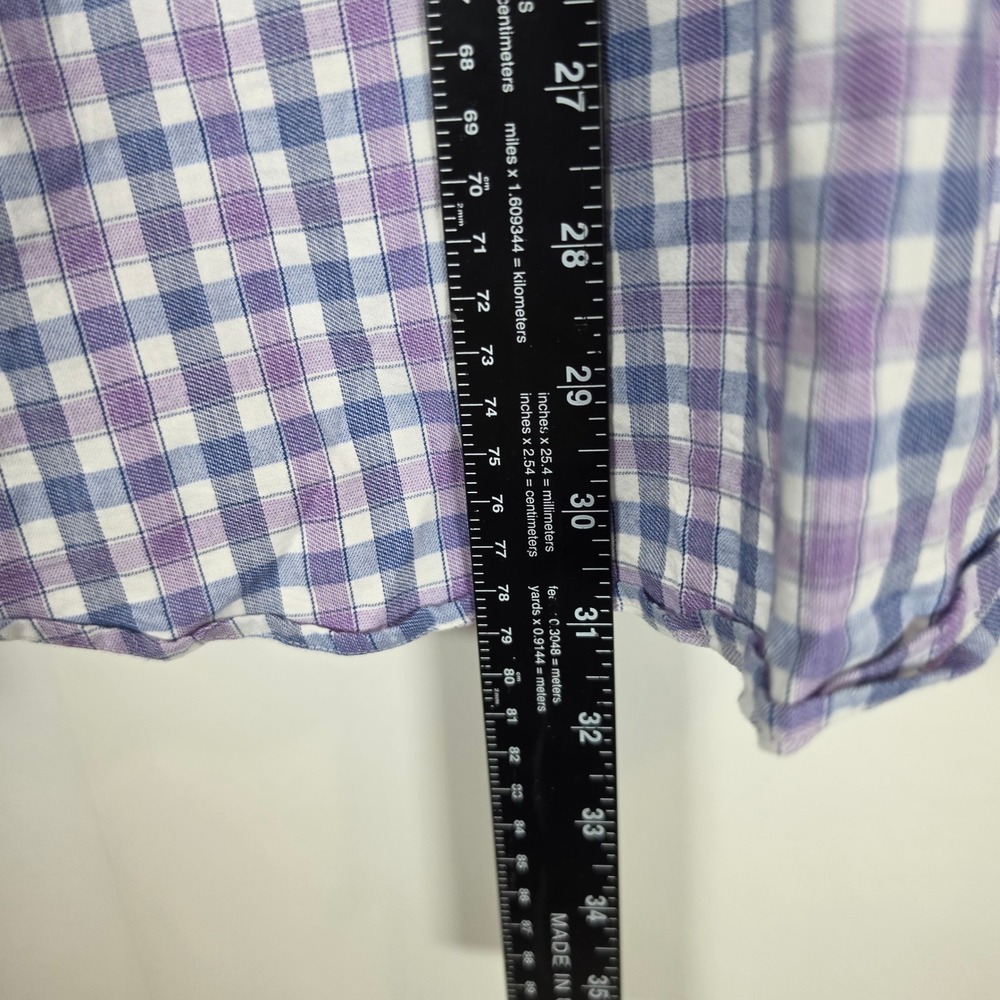 Tommy Hilfiger Mens Slim Fit Stretch Gingham Button Down Shirt Purple Blue XL 17 - Picture 6 of 8